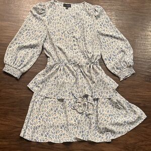 Lucy Paris White Dress with Light Blue Floral Print